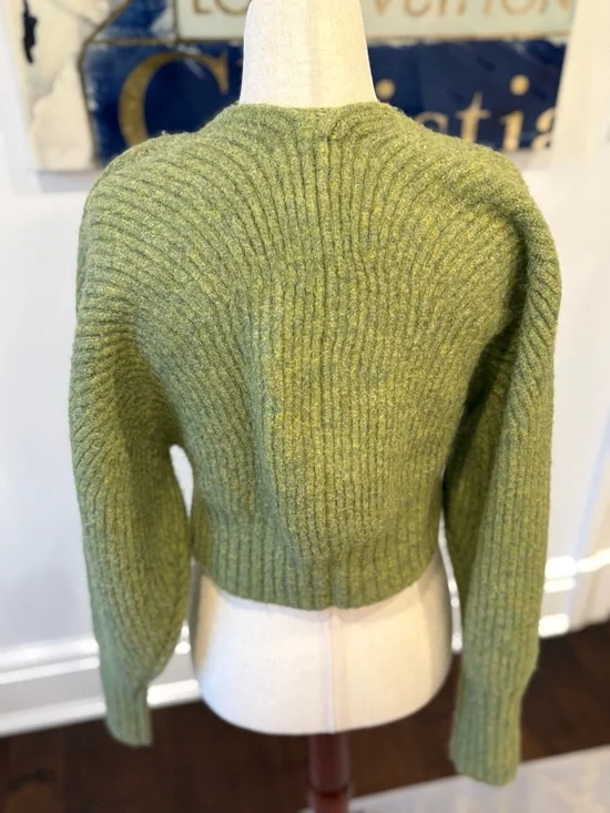 Cult Gaia Olive Green Hook-Front Ribbed Cardigan - Picture 8 of 10